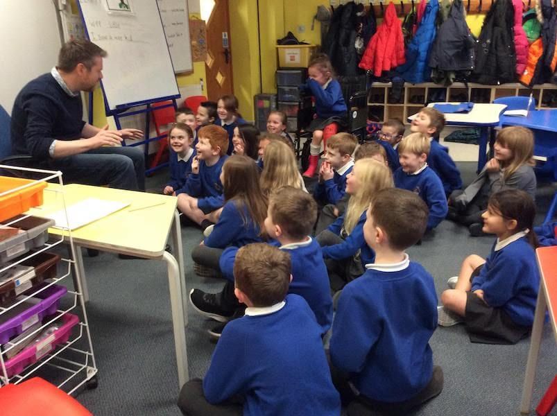 Alastair talking to primary school pupils