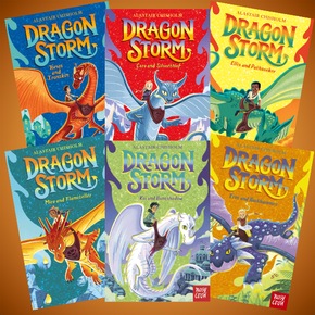 Six book covers depicting dragons